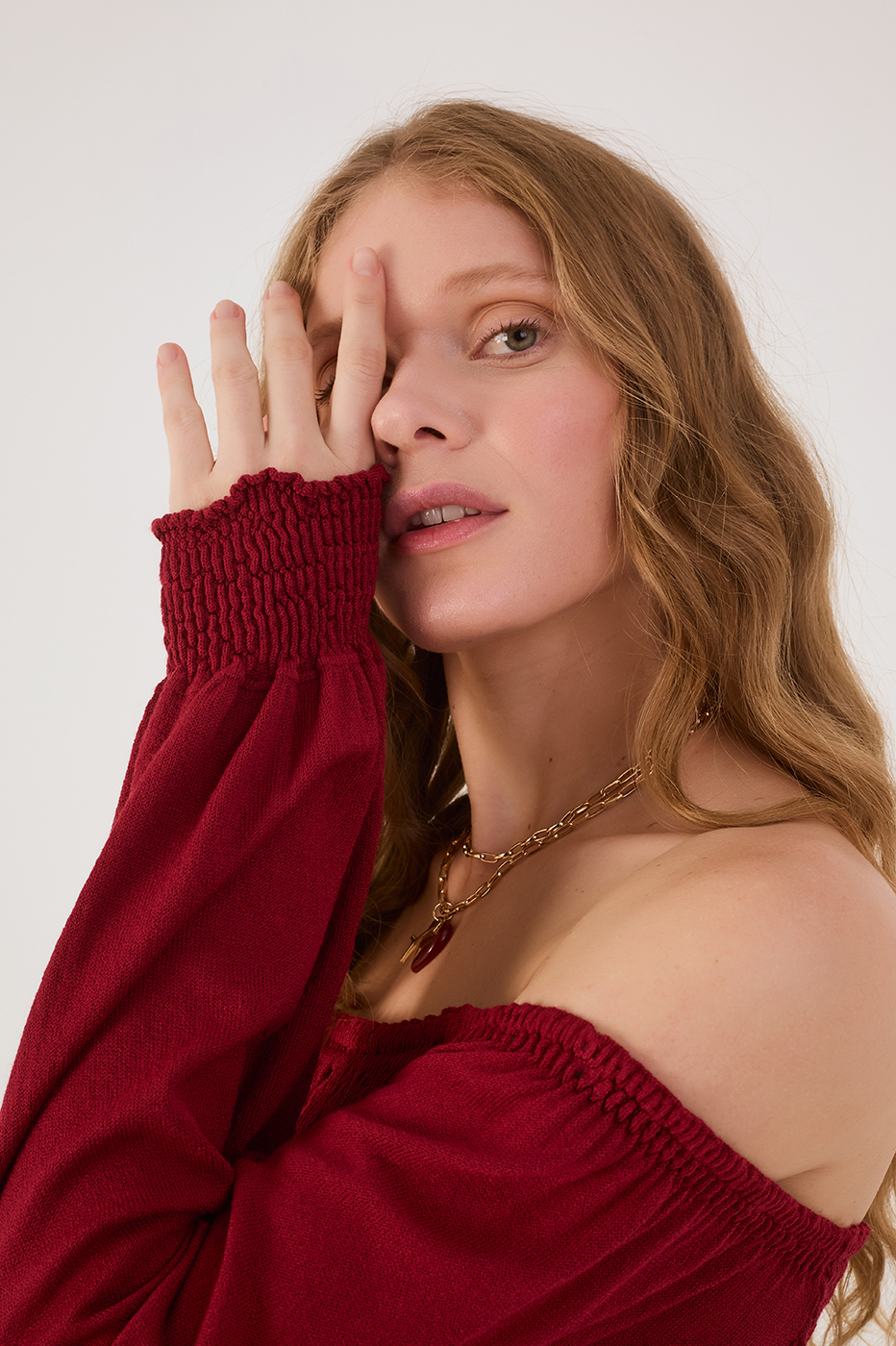 Smocked Sleeve Knit Blouse_5