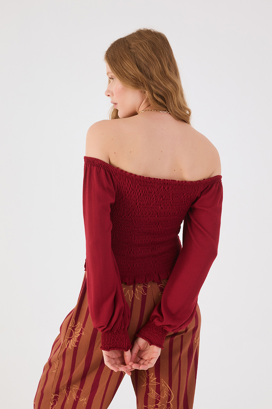 Smocked Sleeve Knit Blouse_6