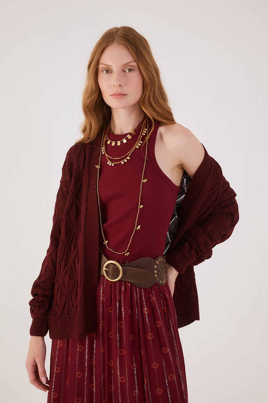 Wine Bossa Crew Neck Ribbed Tank Top_2