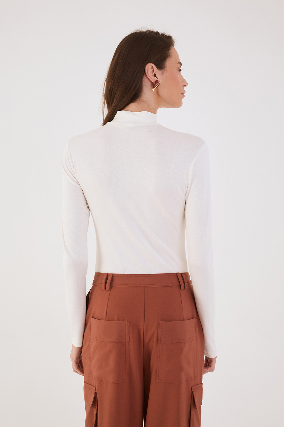 Off-White High Neck Long Sleeve Bodysuit_5