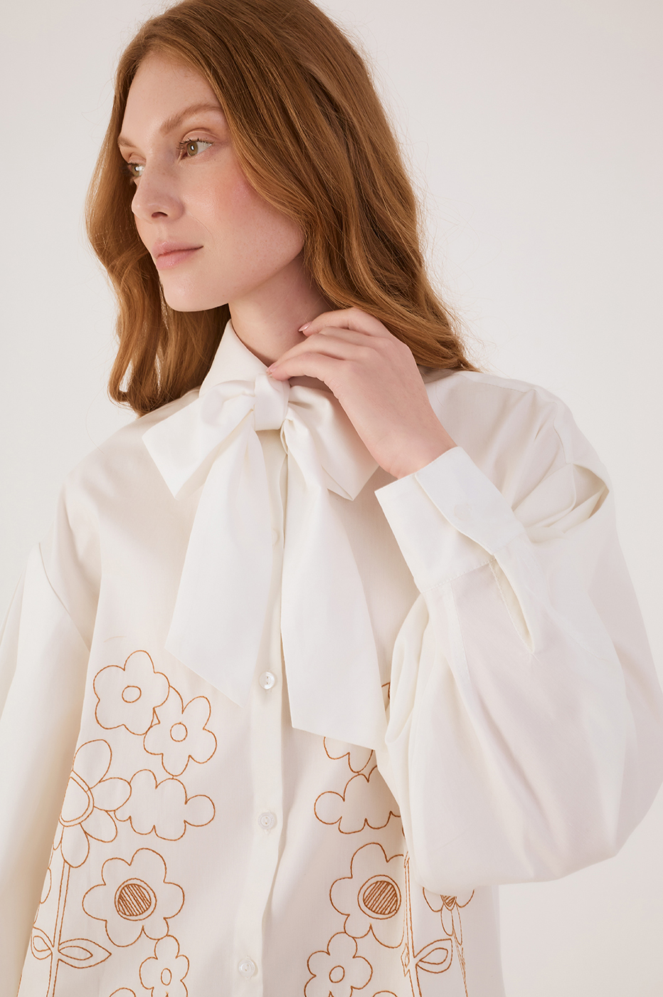 Pleated Embroidered Cotton Shirt_3