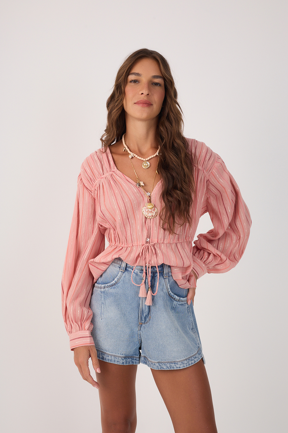 Lurex Voile Tie-Front Top_2