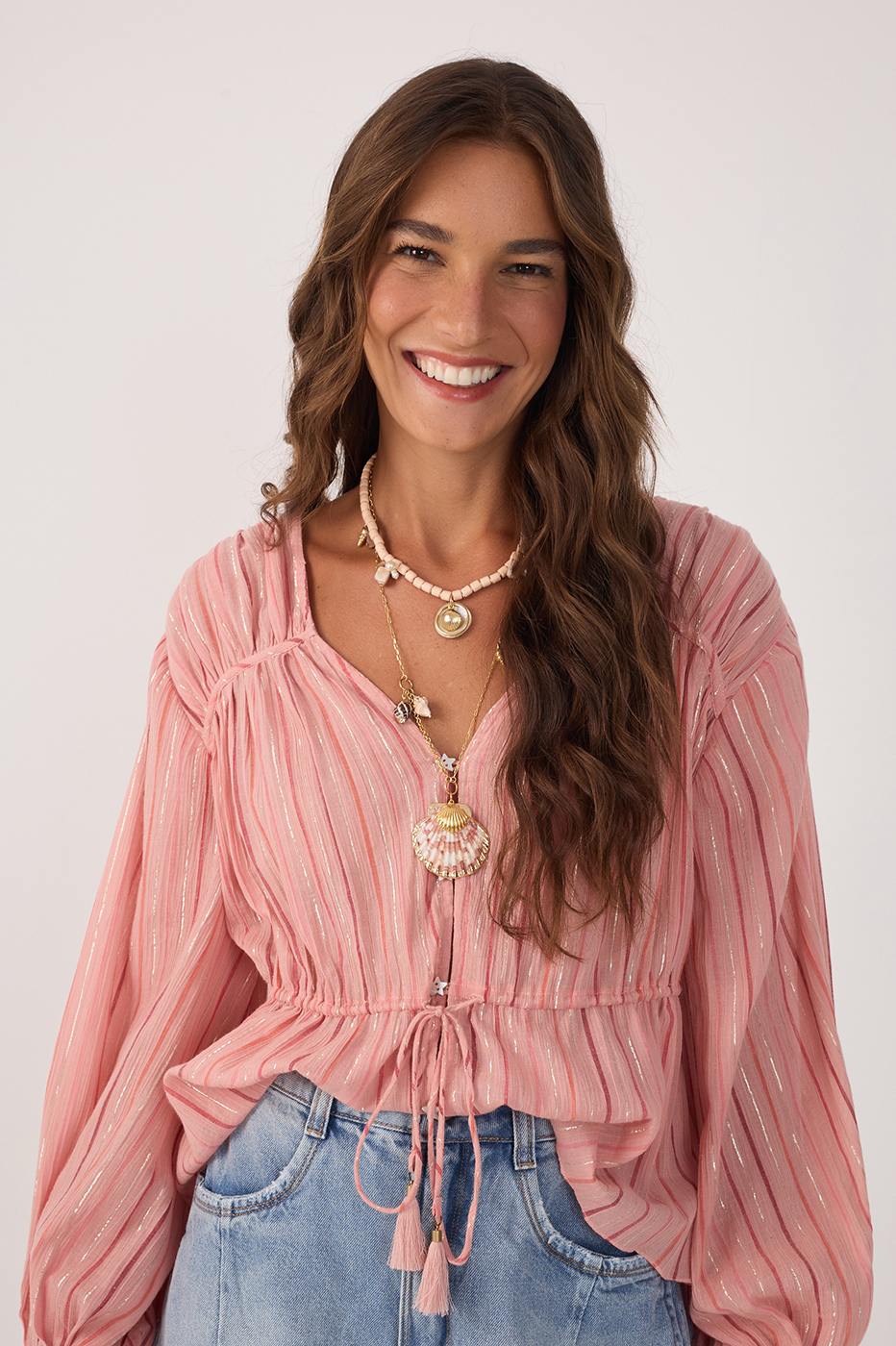 Lurex Voile Tie-Front Top_3