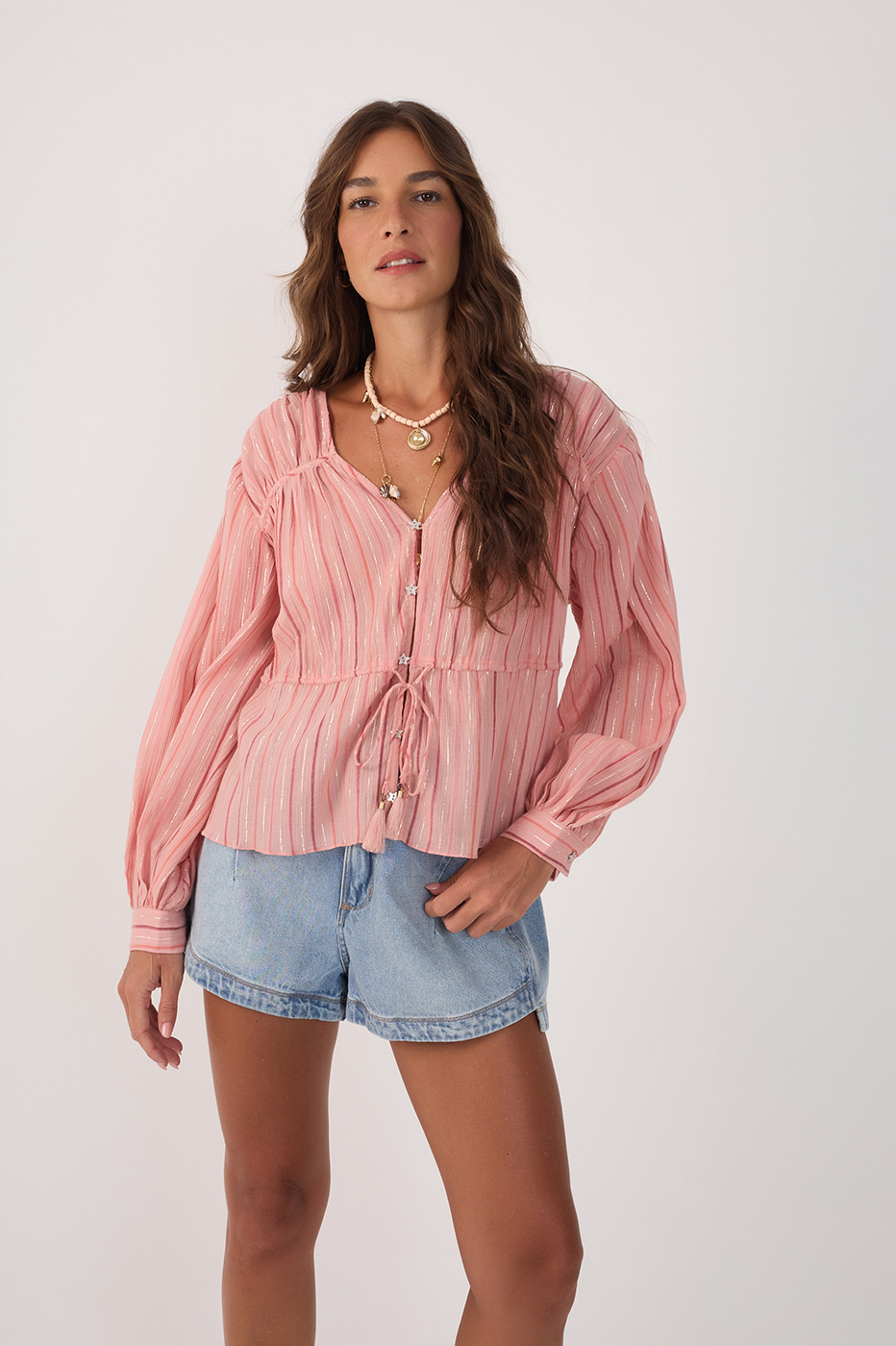Lurex Voile Tie-Front Top_4