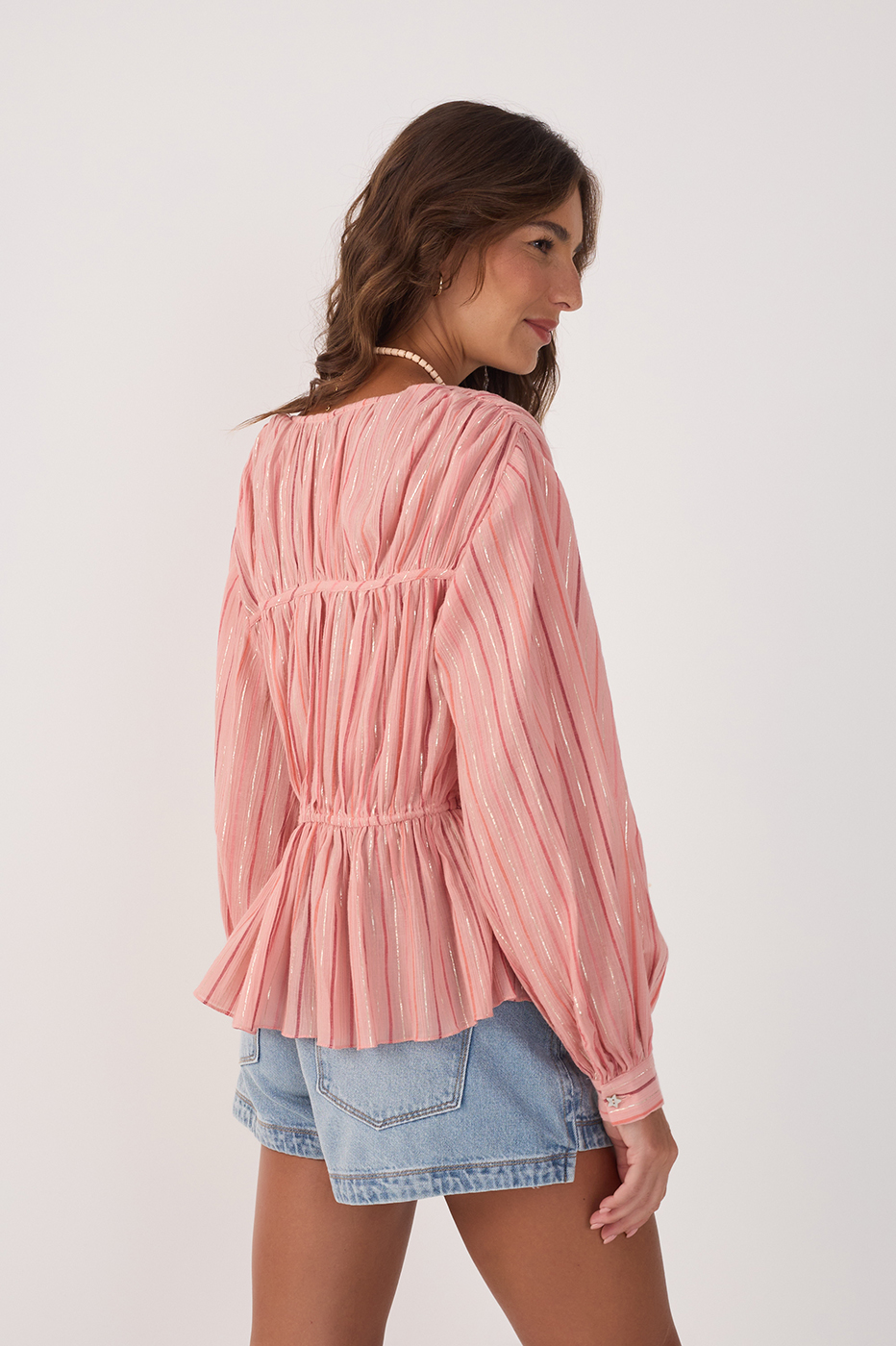 Lurex Voile Tie-Front Top_5