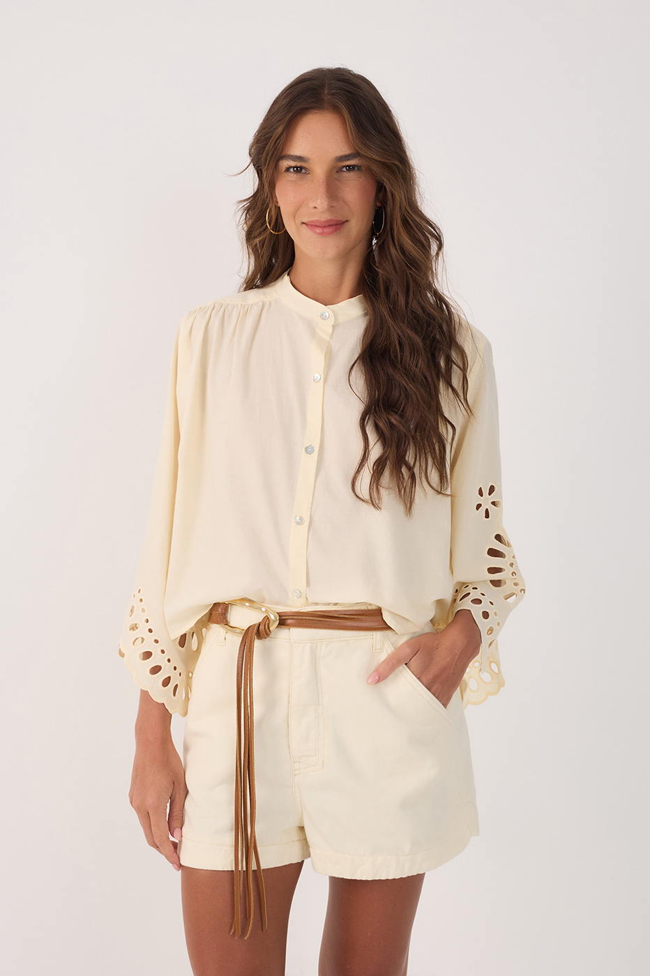 Cotton Shirt With Embroidered Hem_2