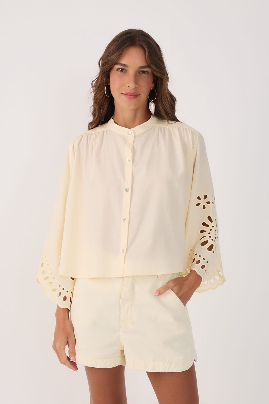 Cotton Shirt With Embroidered Hem_5