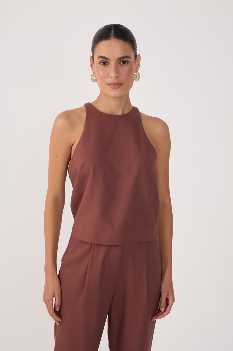 Linen Neckline Racer Top_2