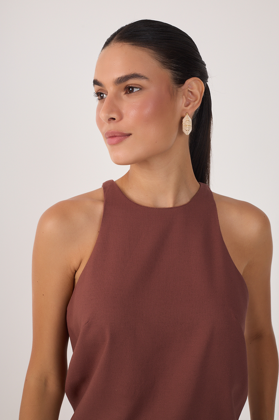 Linen Neckline Racer Top