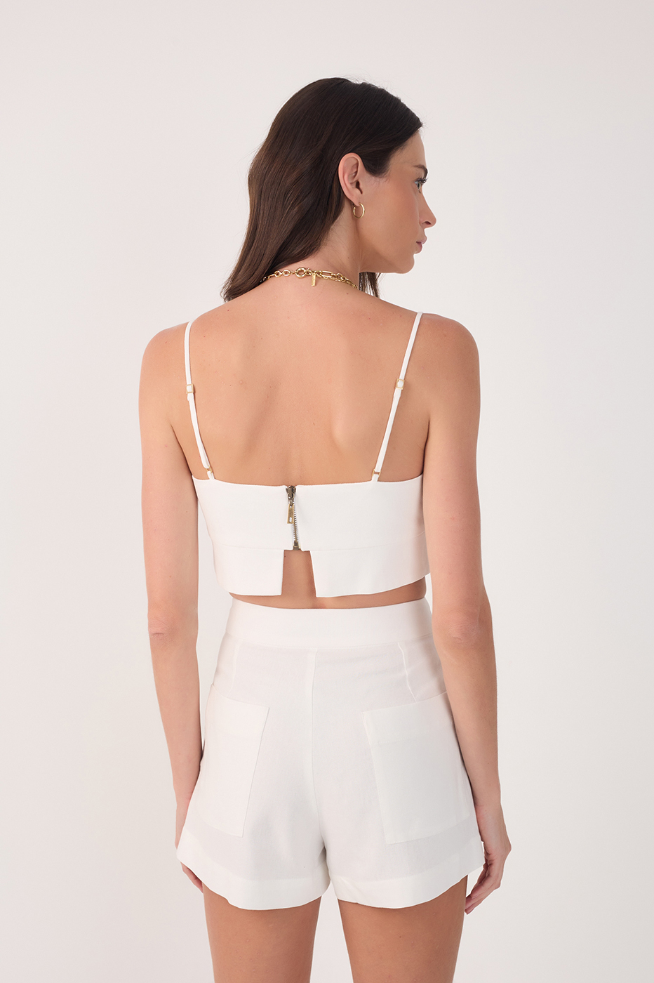 Off White Linen Cut Out Hem Top_5