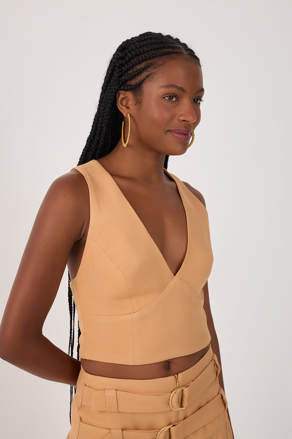 Beige Straight-cut Back Top_3