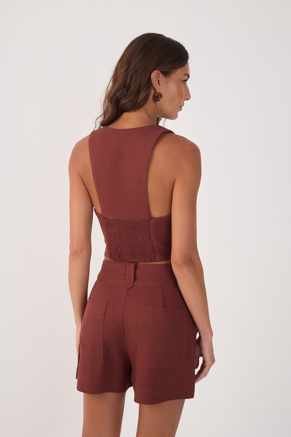 Brown Straight-cut Back Top