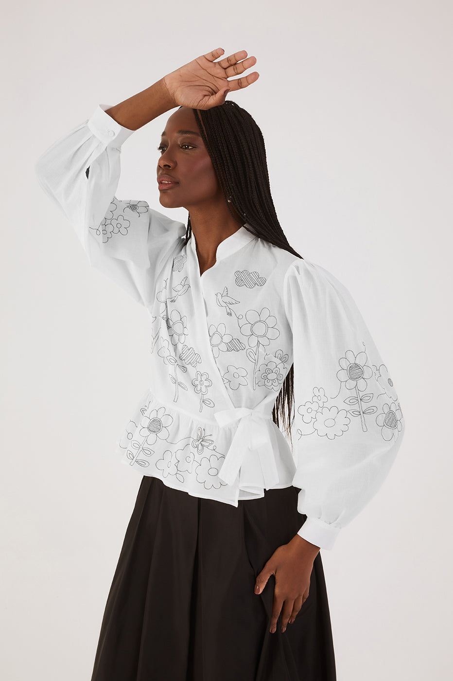 Garden Print Wrap Blouse