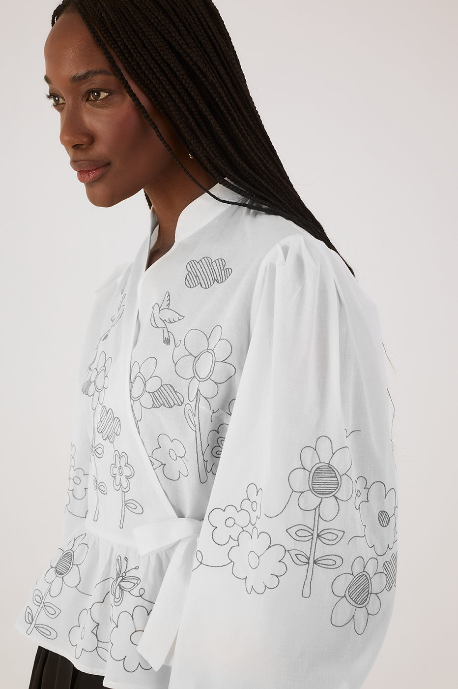 Garden Print Wrap Blouse