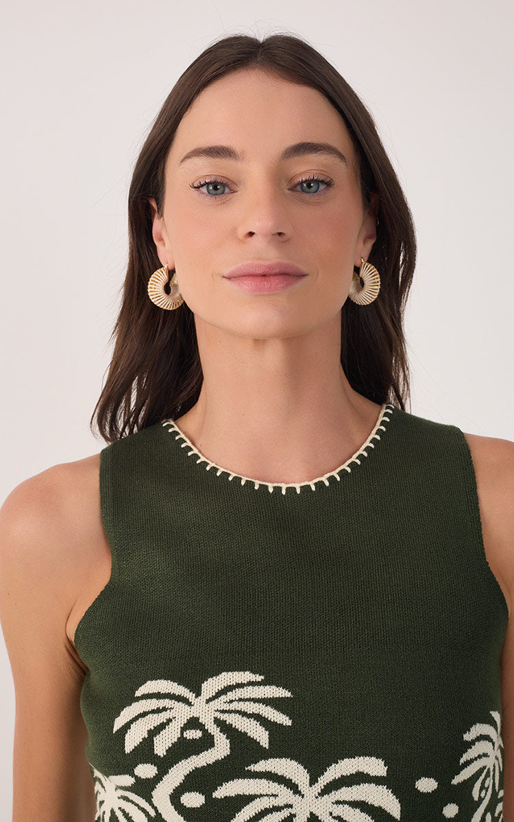 Green Pomar Crew Neck Tank Top_4