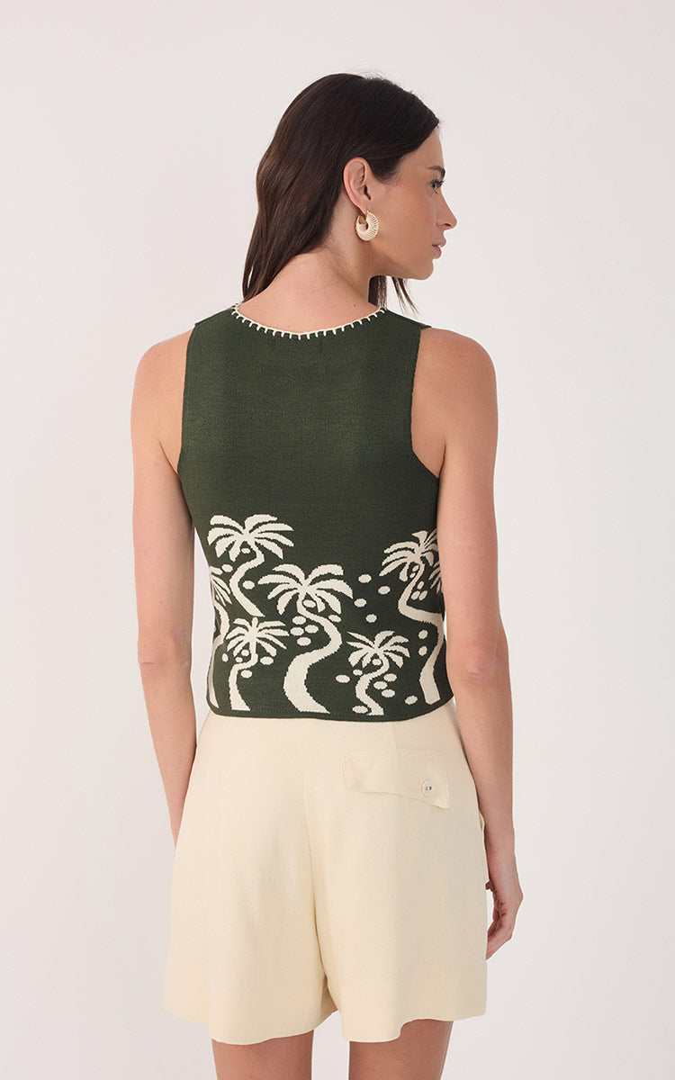Green Pomar Crew Neck Tank Top_5