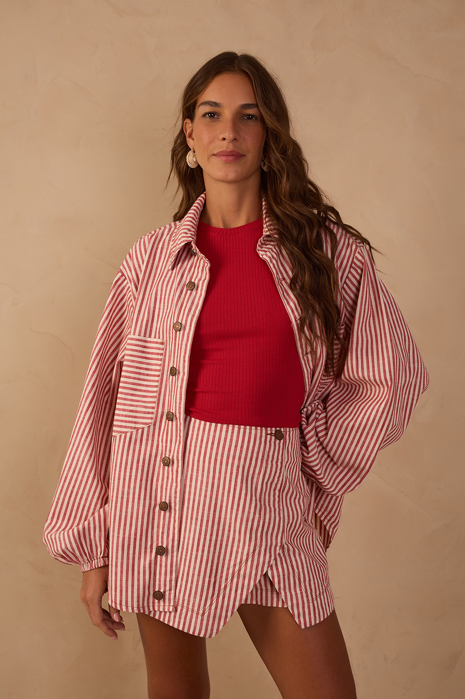 Red Crew Neck Sleeveless Ribbed Tank Top_1