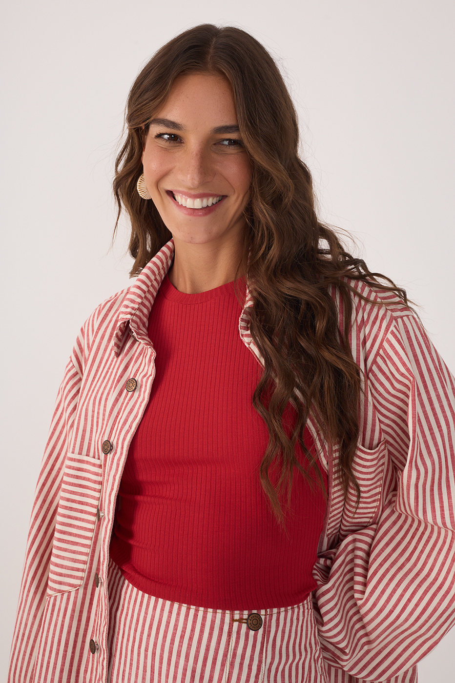 Red Crew Neck Sleeveless Ribbed Tank Top_3