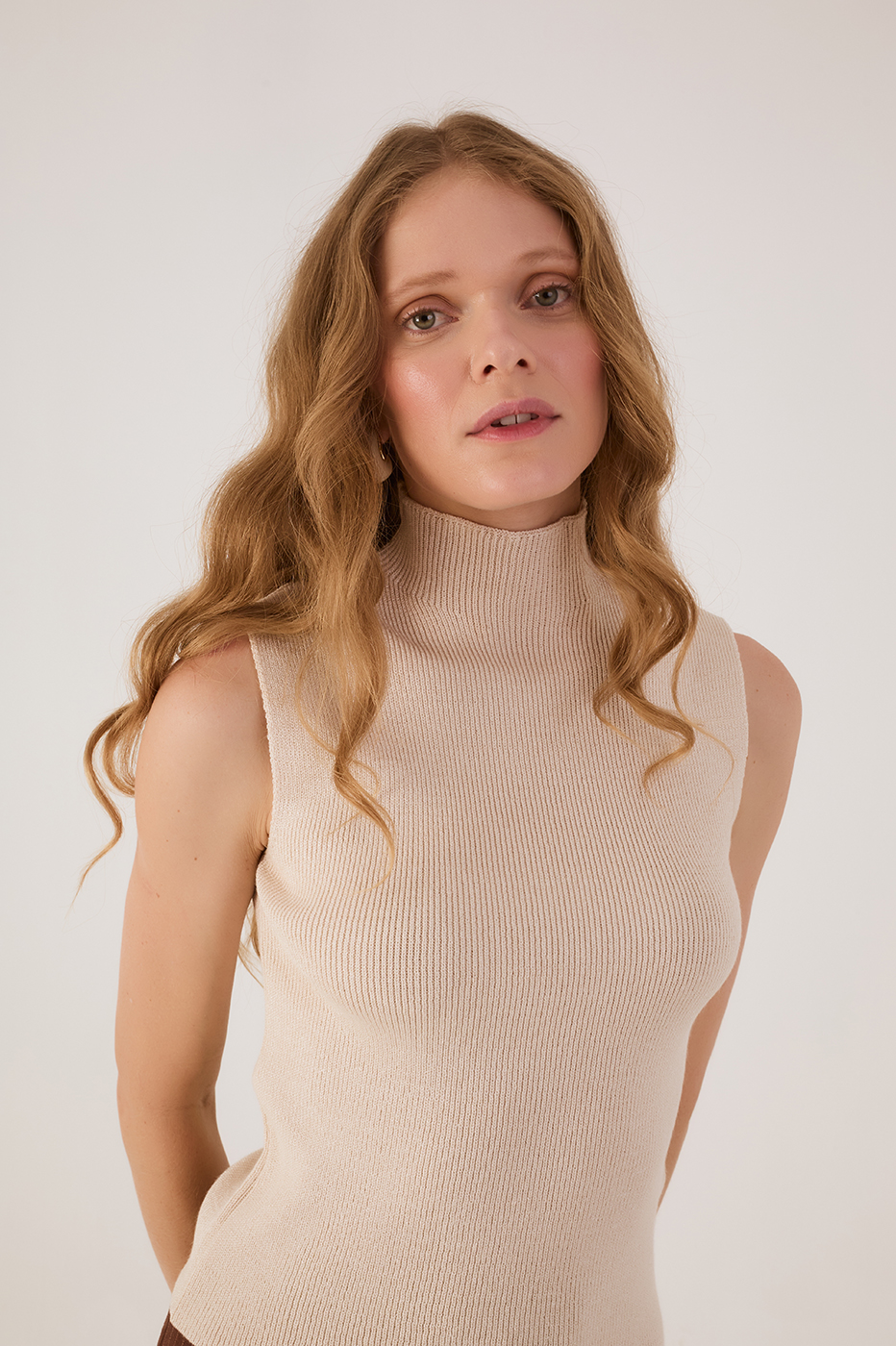 Blue Maritime Sleeveless Tricot Turtleneck_3