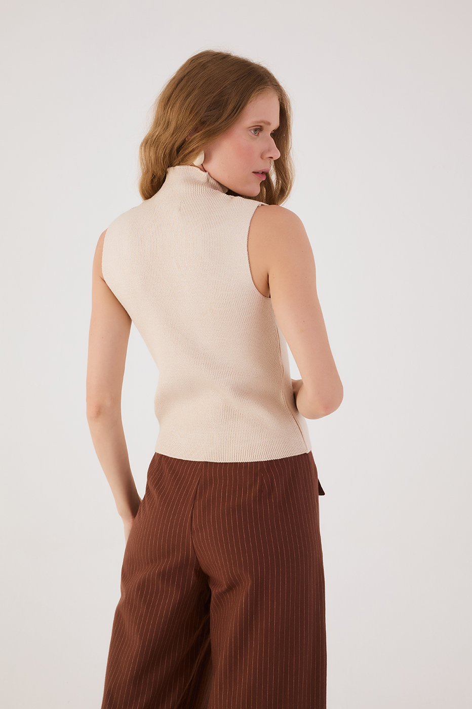 Blue Maritime Sleeveless Tricot Turtleneck_5