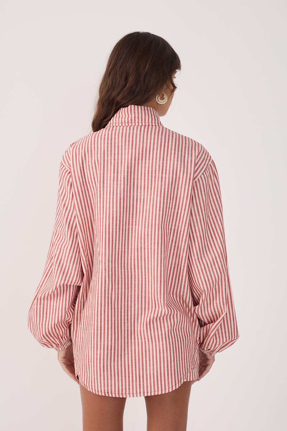 Red Stripes Collared Buttoned Twill Shirt
