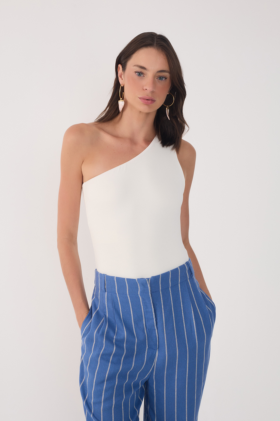 One-Shoulder Crepe Knit Bodysuit