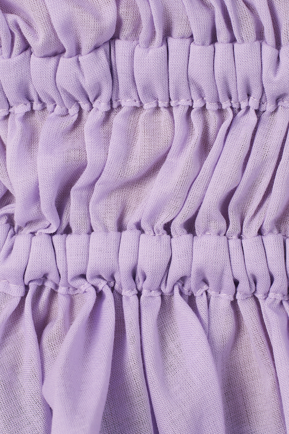 Lilac Smocked Ruffled Hem Cotton Blouse_6
