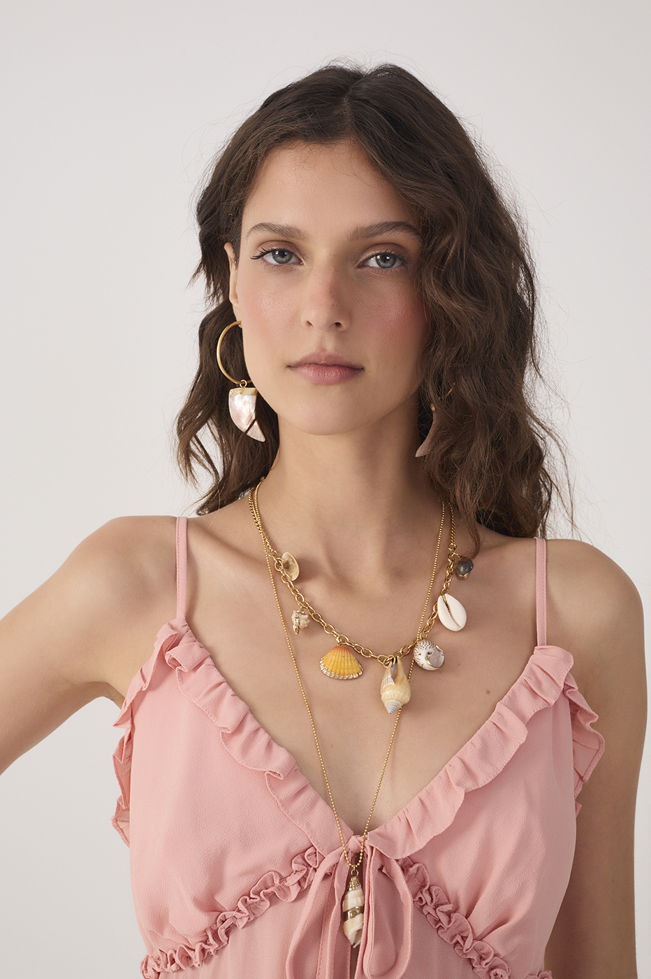 Pink Brisa Front Ties Ruffled Sleeveless Blouse_4