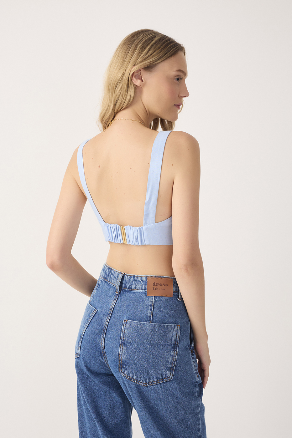 Off-white Sweetheart Neck Linen Crop Top_5