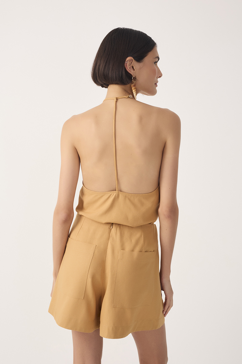 Beige Halter Neck Linen Blouse_6