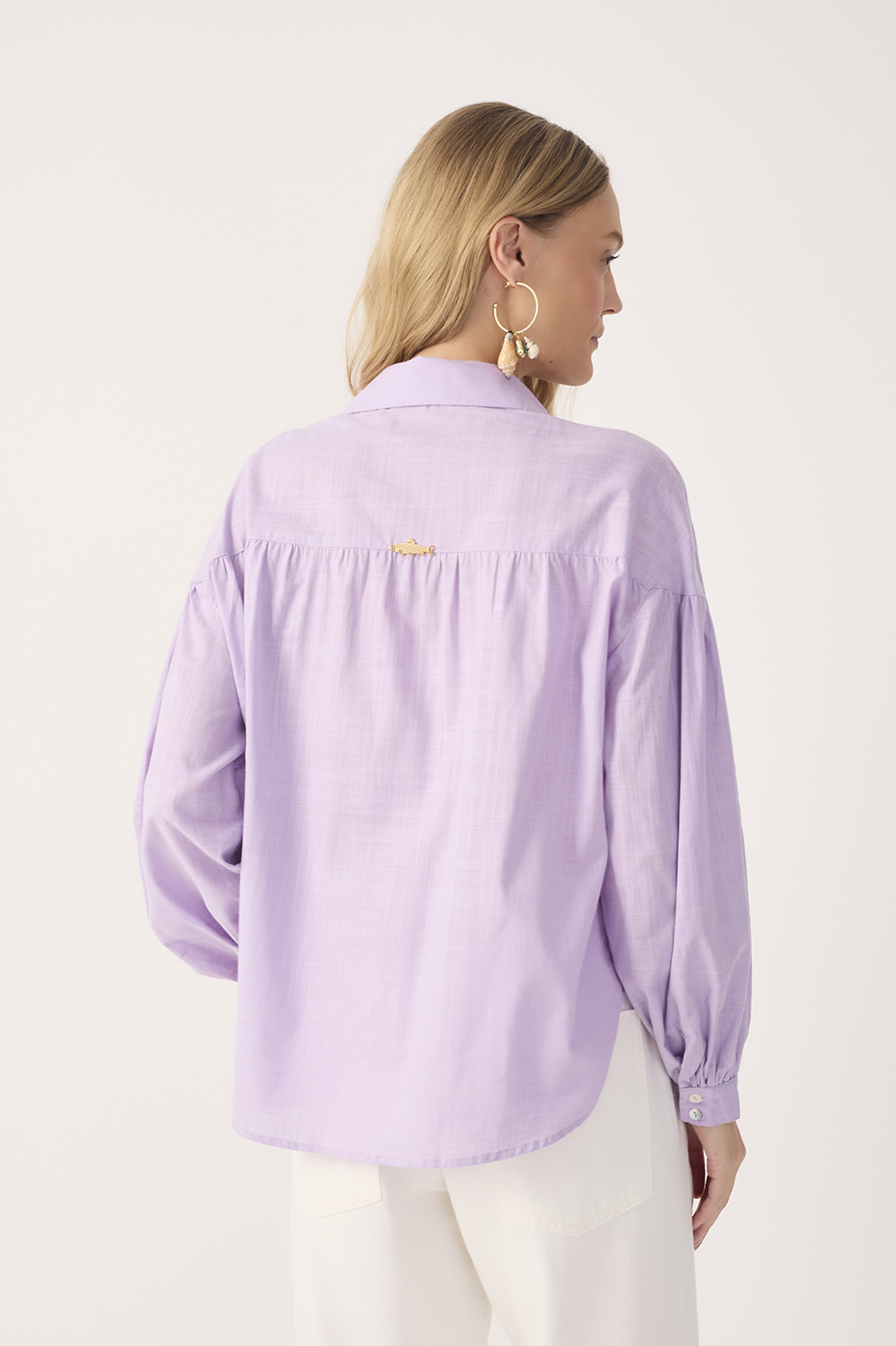 Lilac Collared Buttoned Cotton Shirt_7