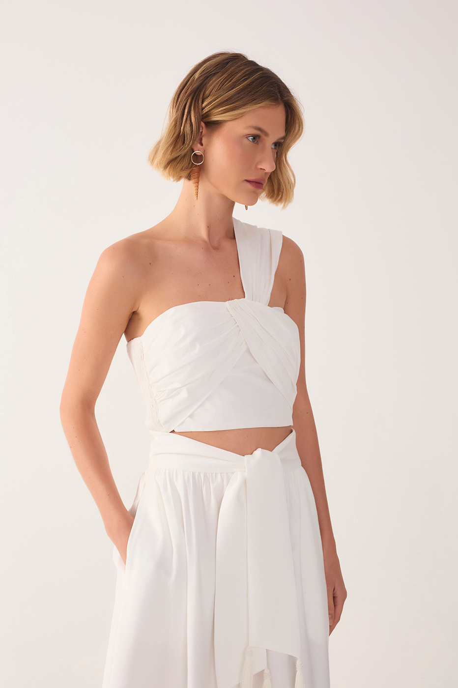 Cotton One-Shoulder Blouse
