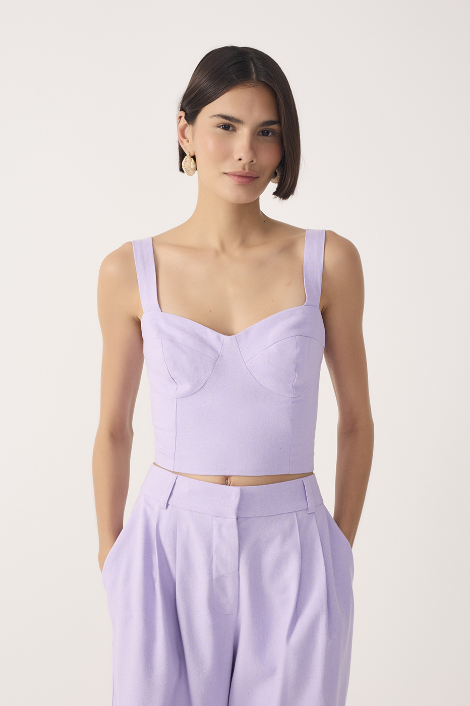 Linen Cut-Out Details Top