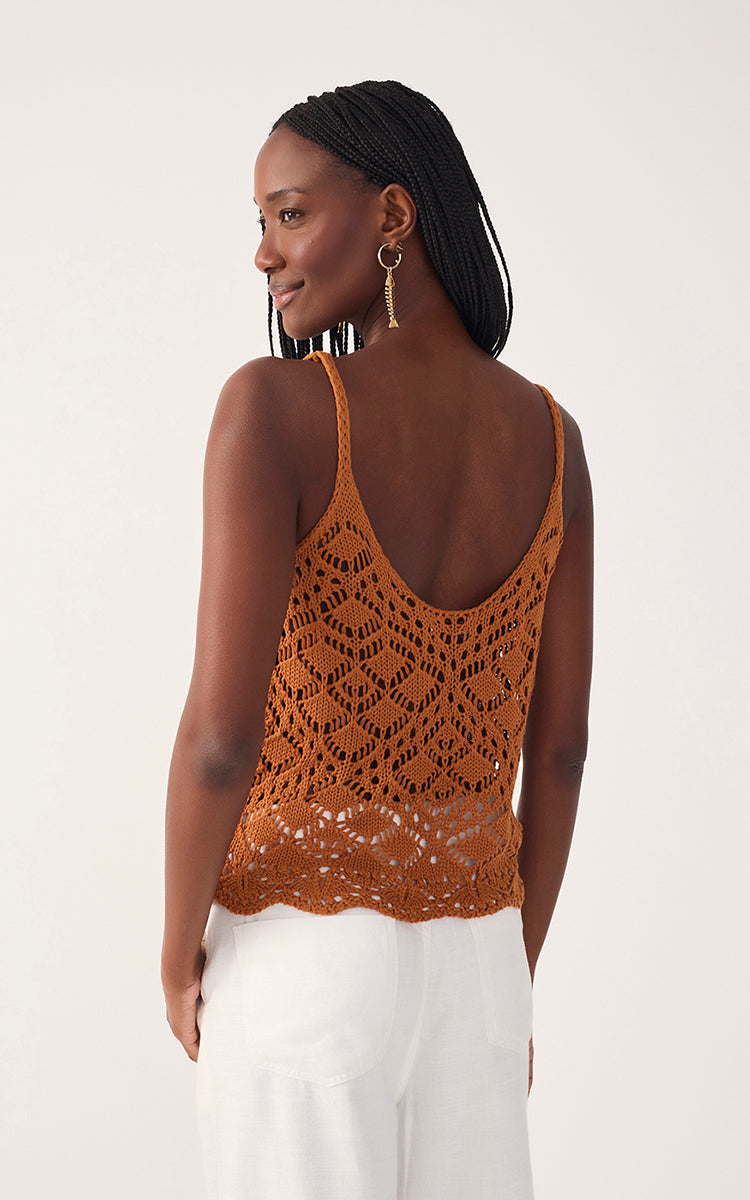 Brown Thin Straps Sleeveless Tricot Blouse_5