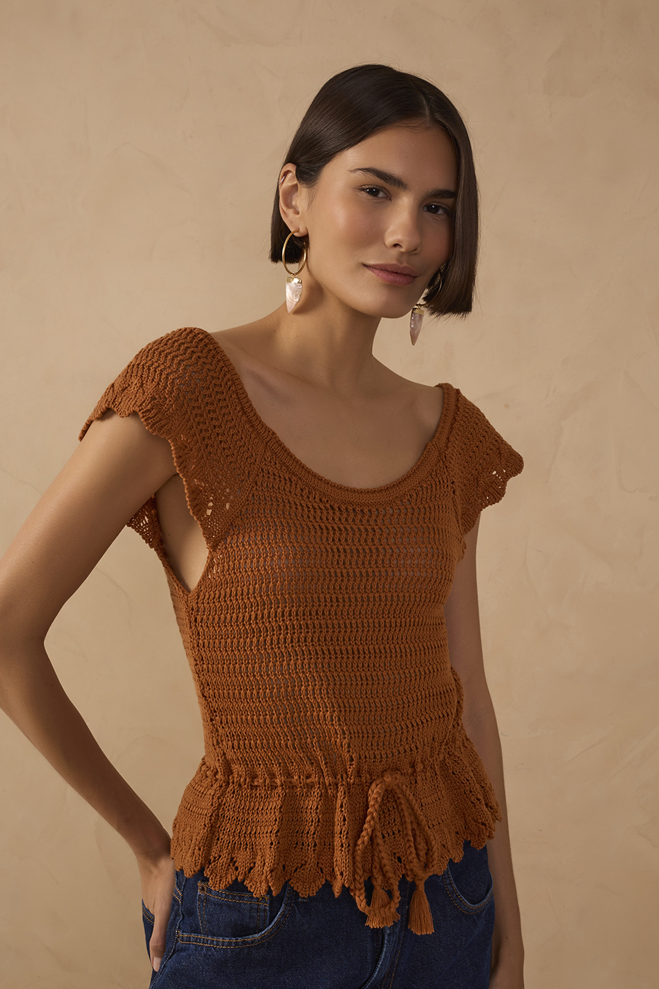 Knit Tie Detail Blouse_1