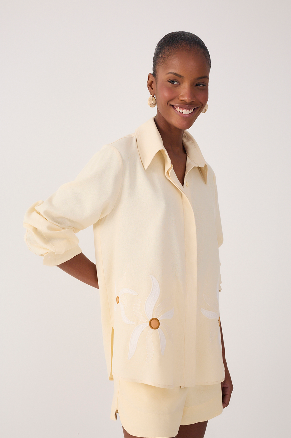 Linen Solar Dance Embroidery Shirt_2