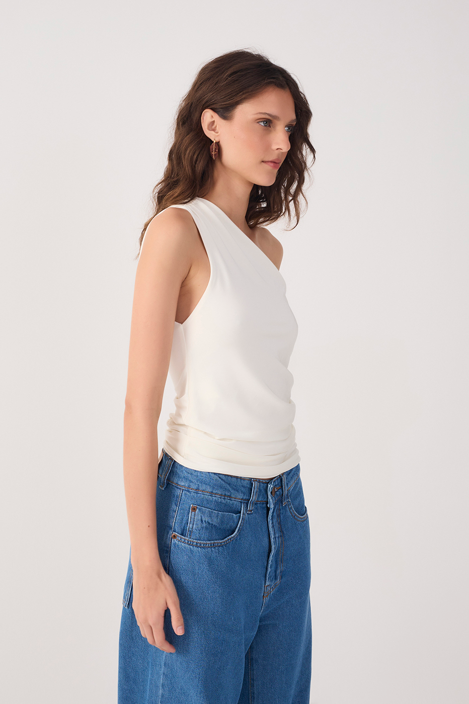 Ruched One-Shoulder Jersey Blouse_3