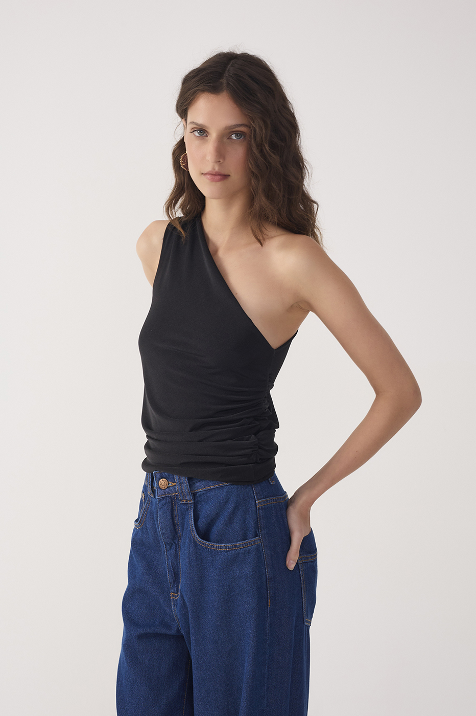 Ruched One-Shoulder Jersey Blouse_3