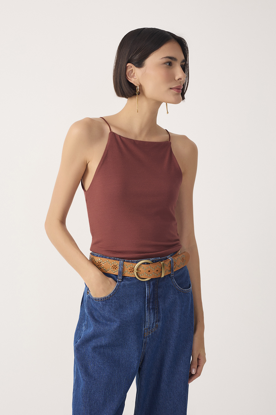 Brown Square-Neck Blouse_2
