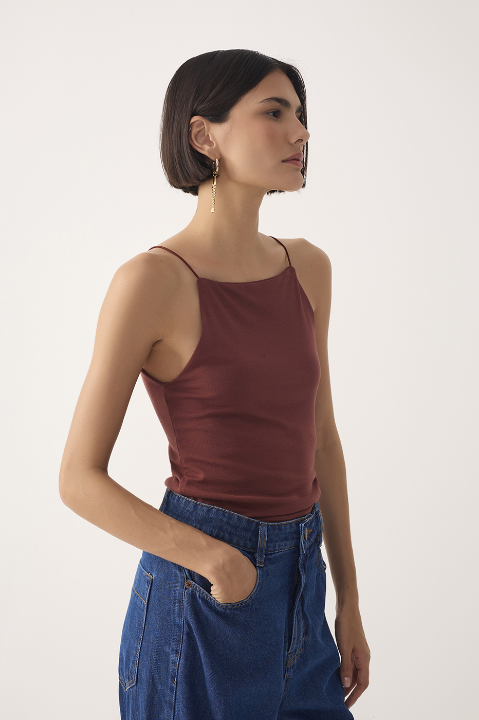 Brown Square-Neck Blouse_3