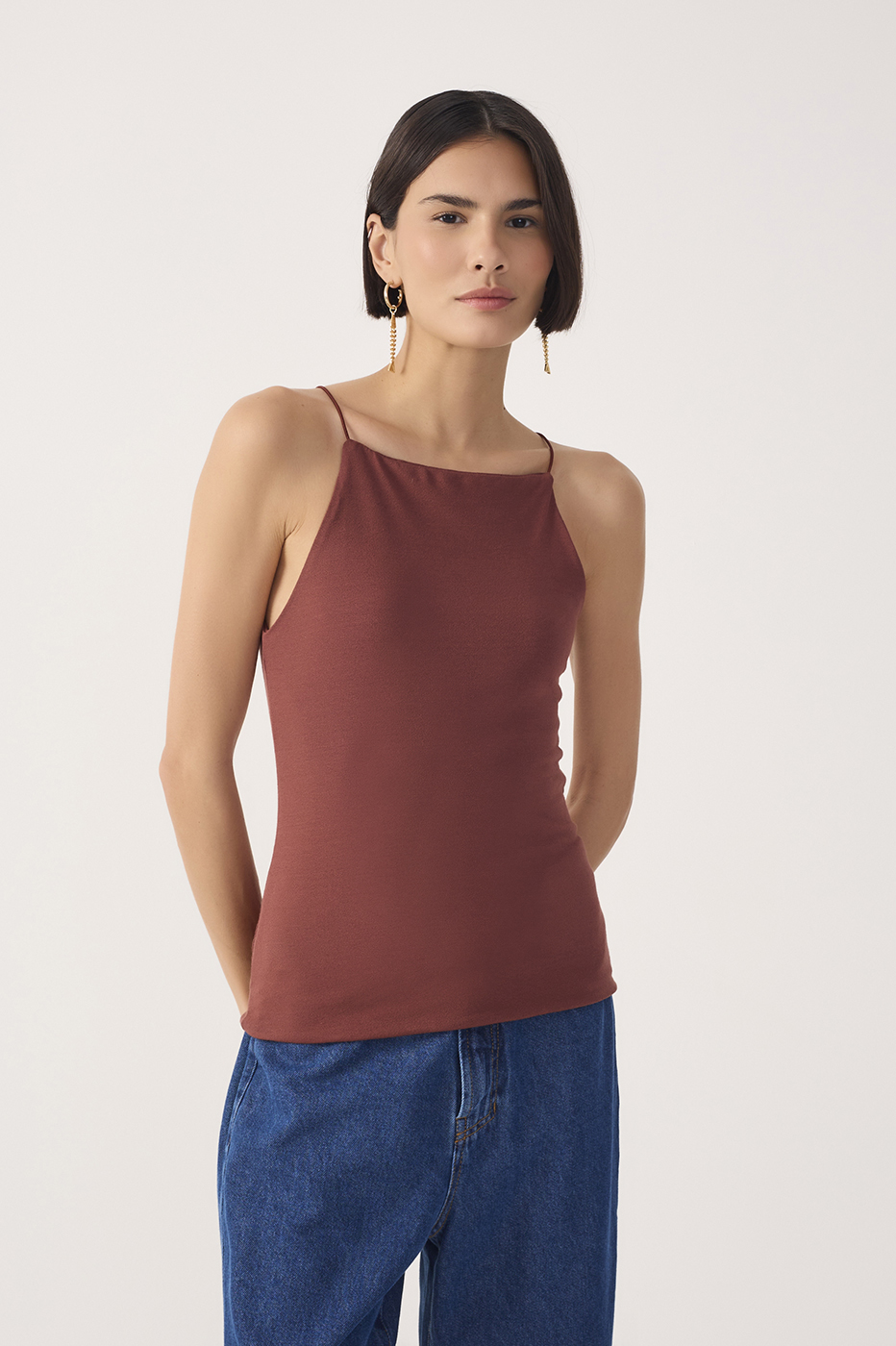 Brown Square-Neck Blouse_5