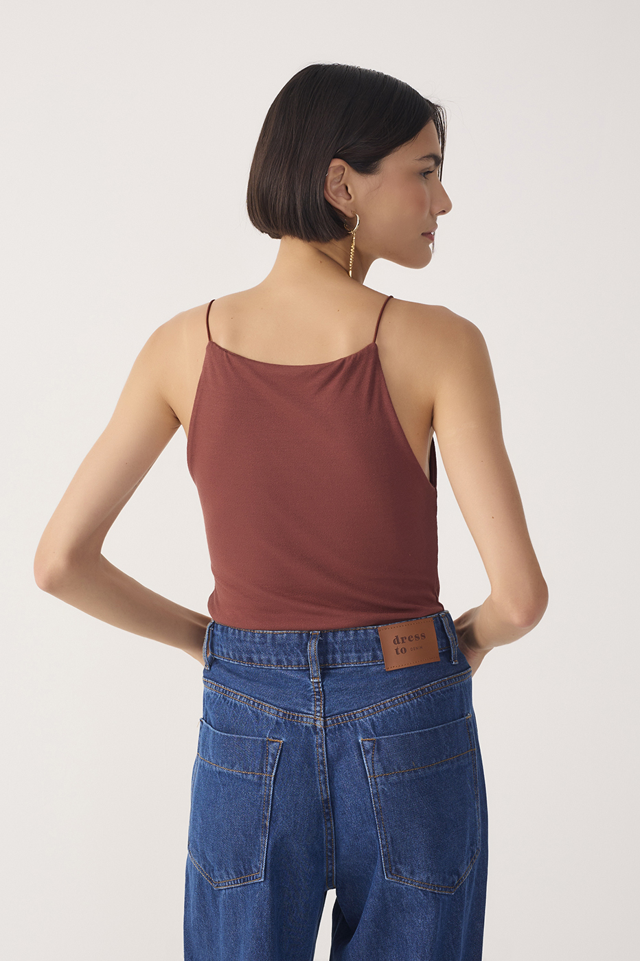 Brown Square-Neck Blouse_6