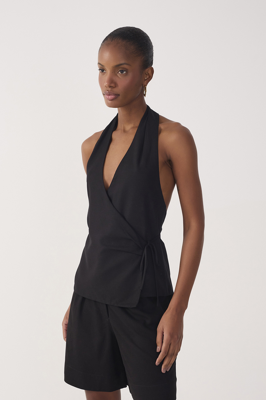 Halter Neck Linen Blouse_2