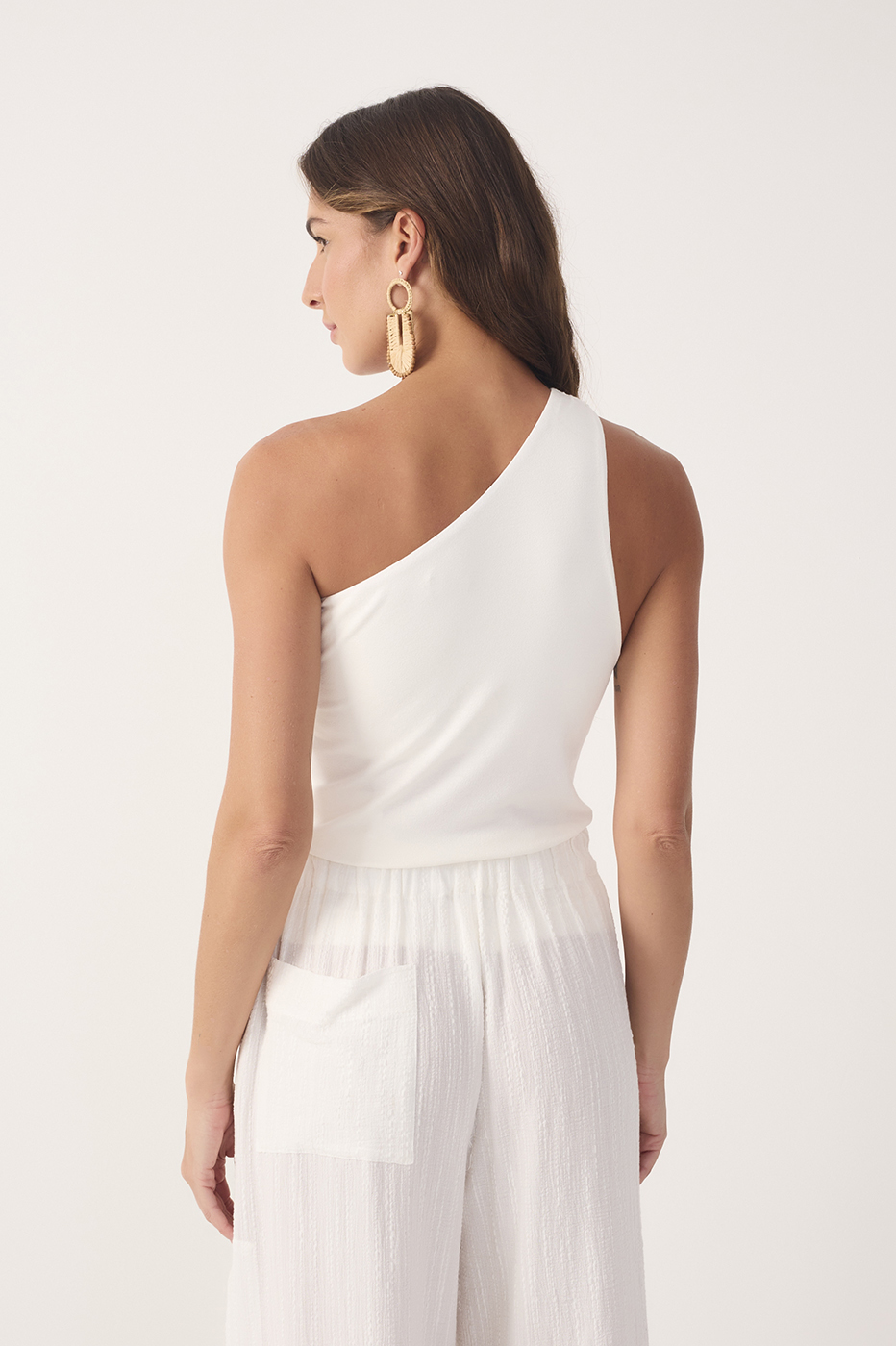 Off-White One-Shoulder Sleeveless Top