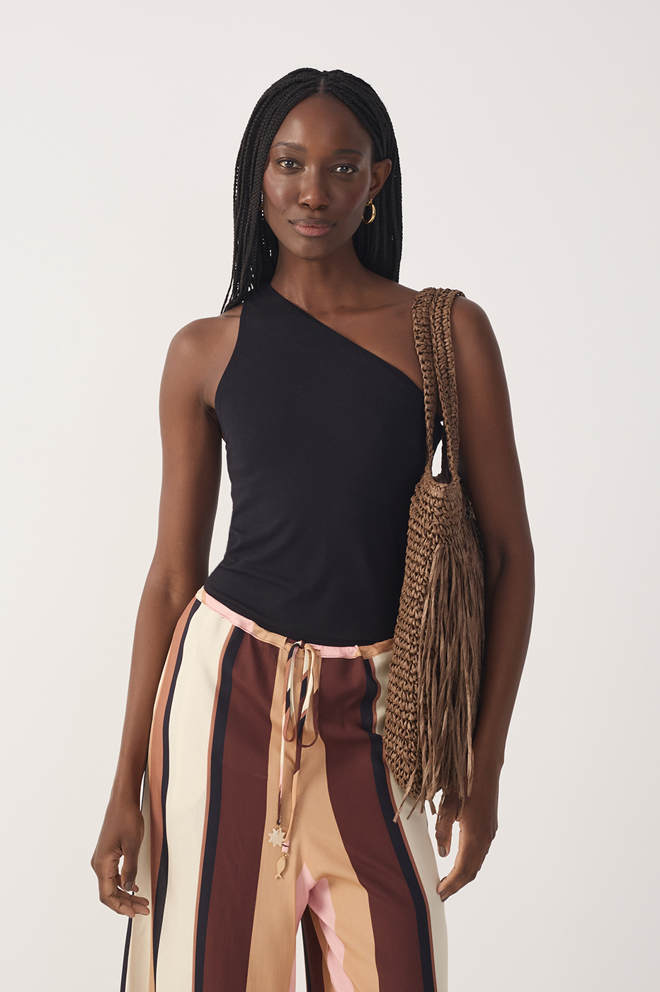 Black One-Shoulder Sleeveless Top_2
