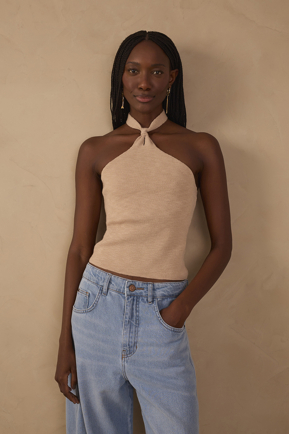 Knot Detail Knit Blouse