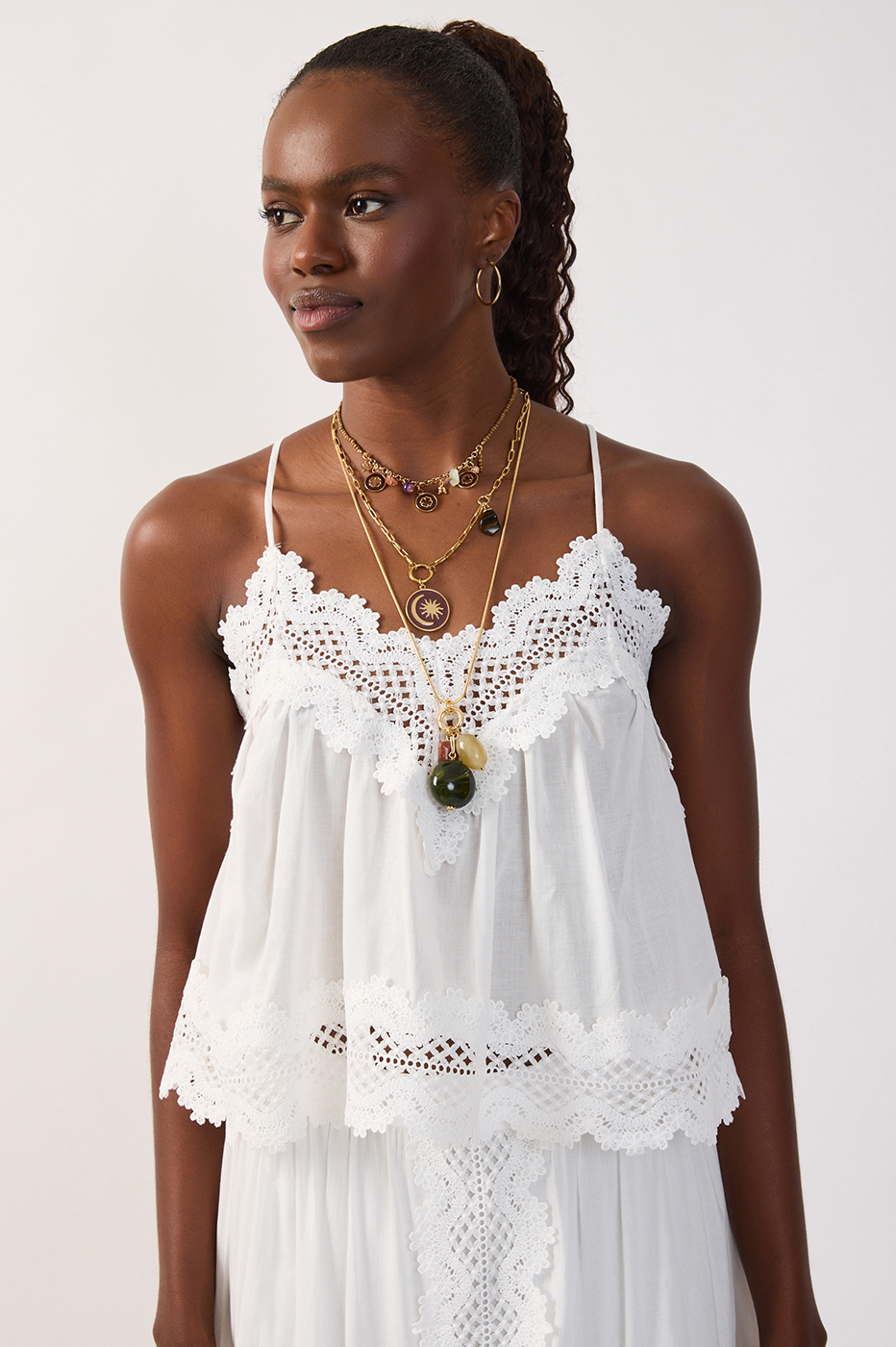 V Neck Lace Adjustable Straps Blouse_4