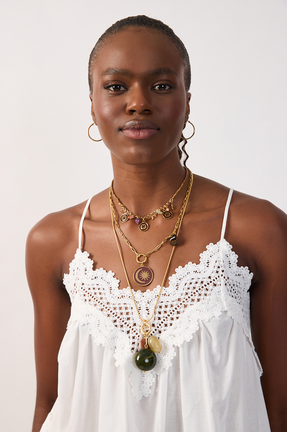 V Neck Lace Adjustable Straps Cotton Blouse_5