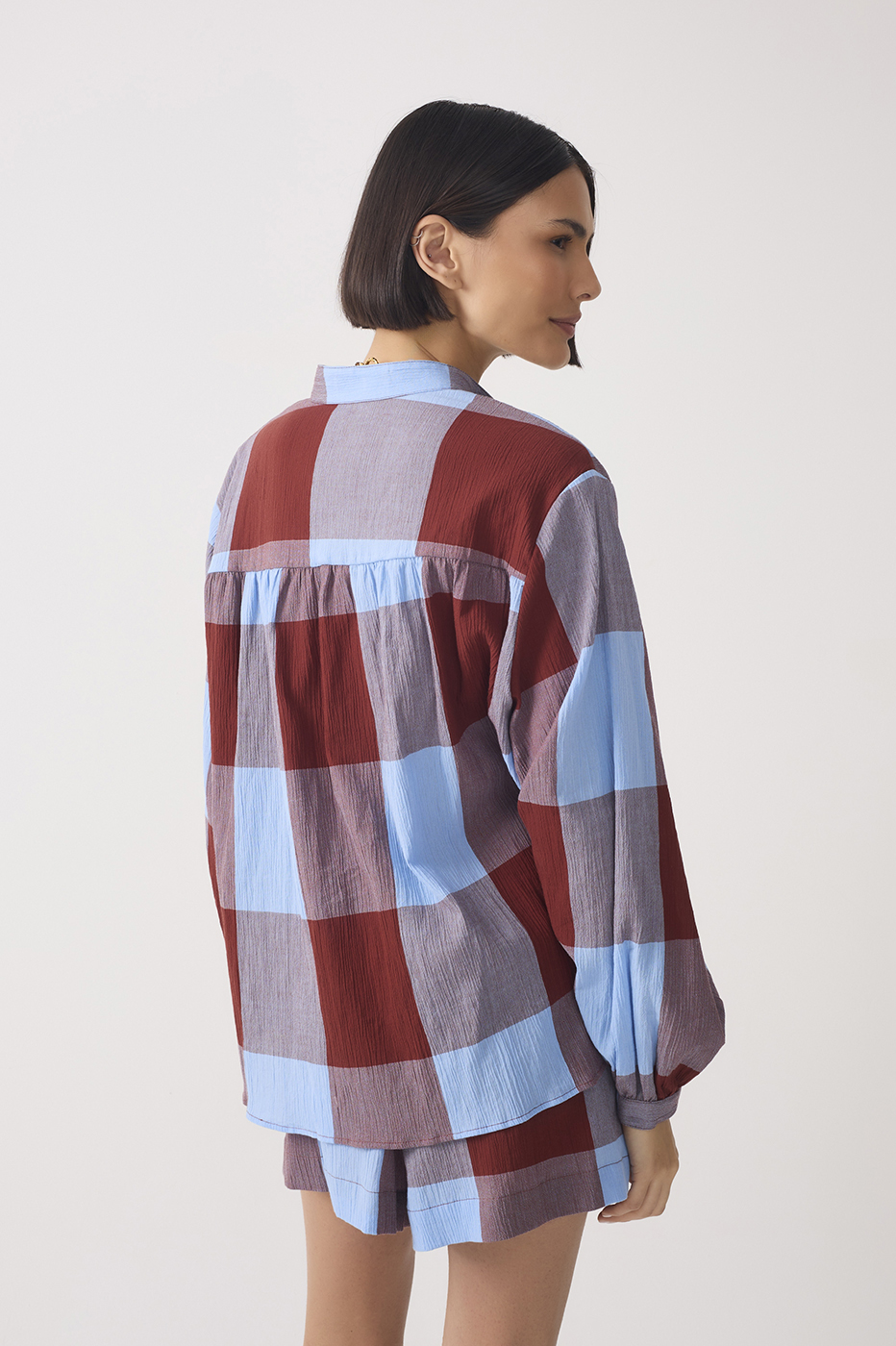 Marias Plaid Front Ties Buttoned Shirt_6