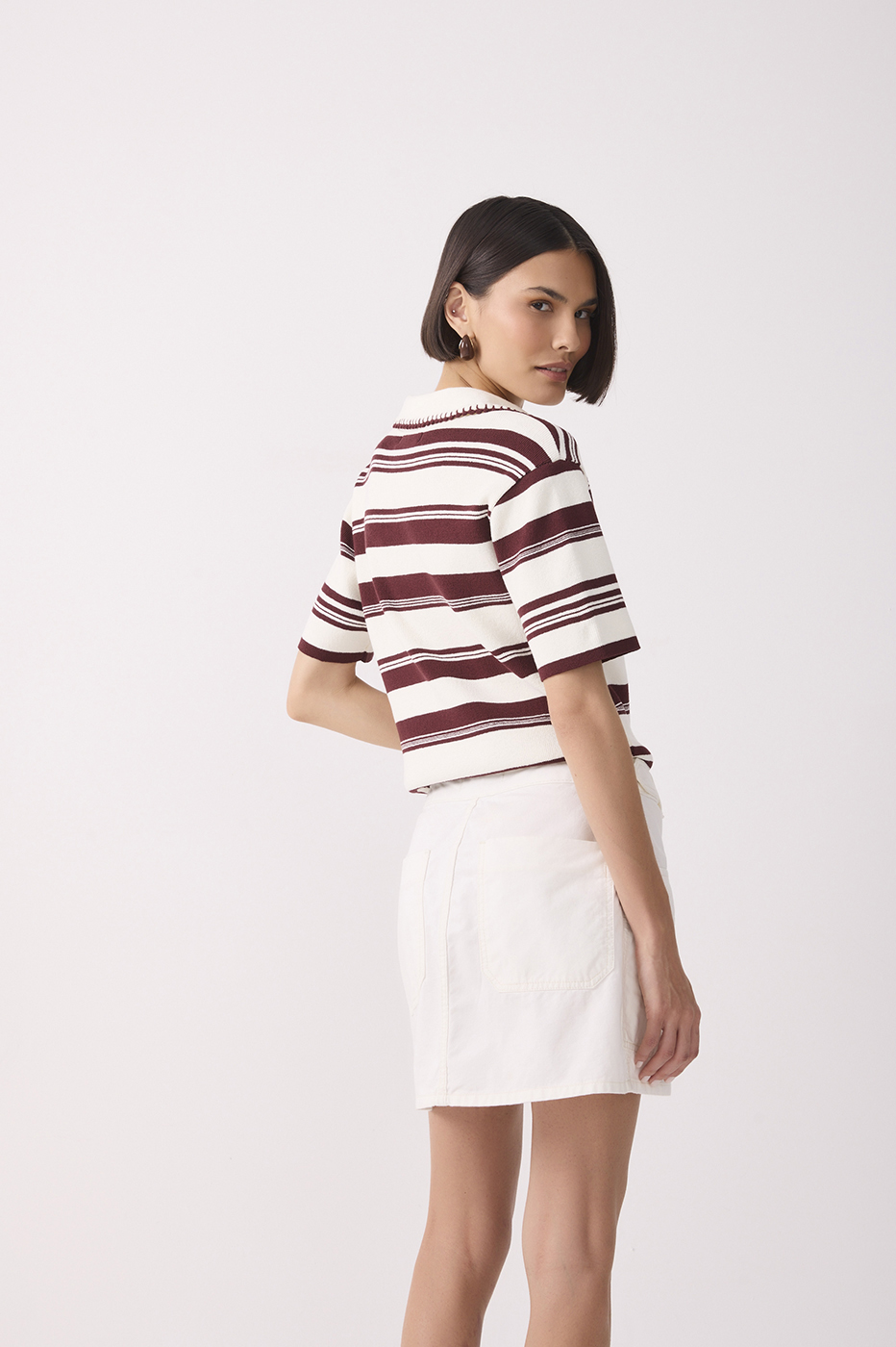 Wine Stripes Embroidered Polo Shirt_6